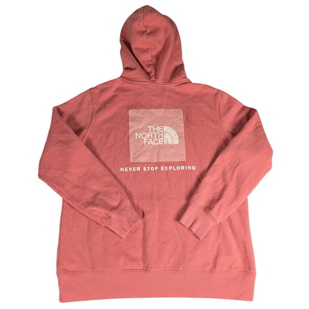 The North Face Womens Coral Pink Box Logo Never Stop Exploring Hoodie Sweatshirt - Picture 3 of 10